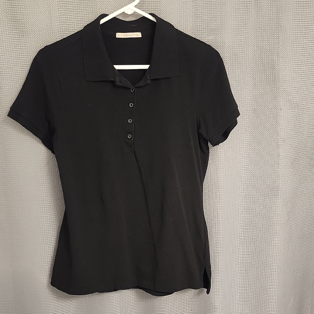 Active Basic Black Fitted Polo Top - image 1